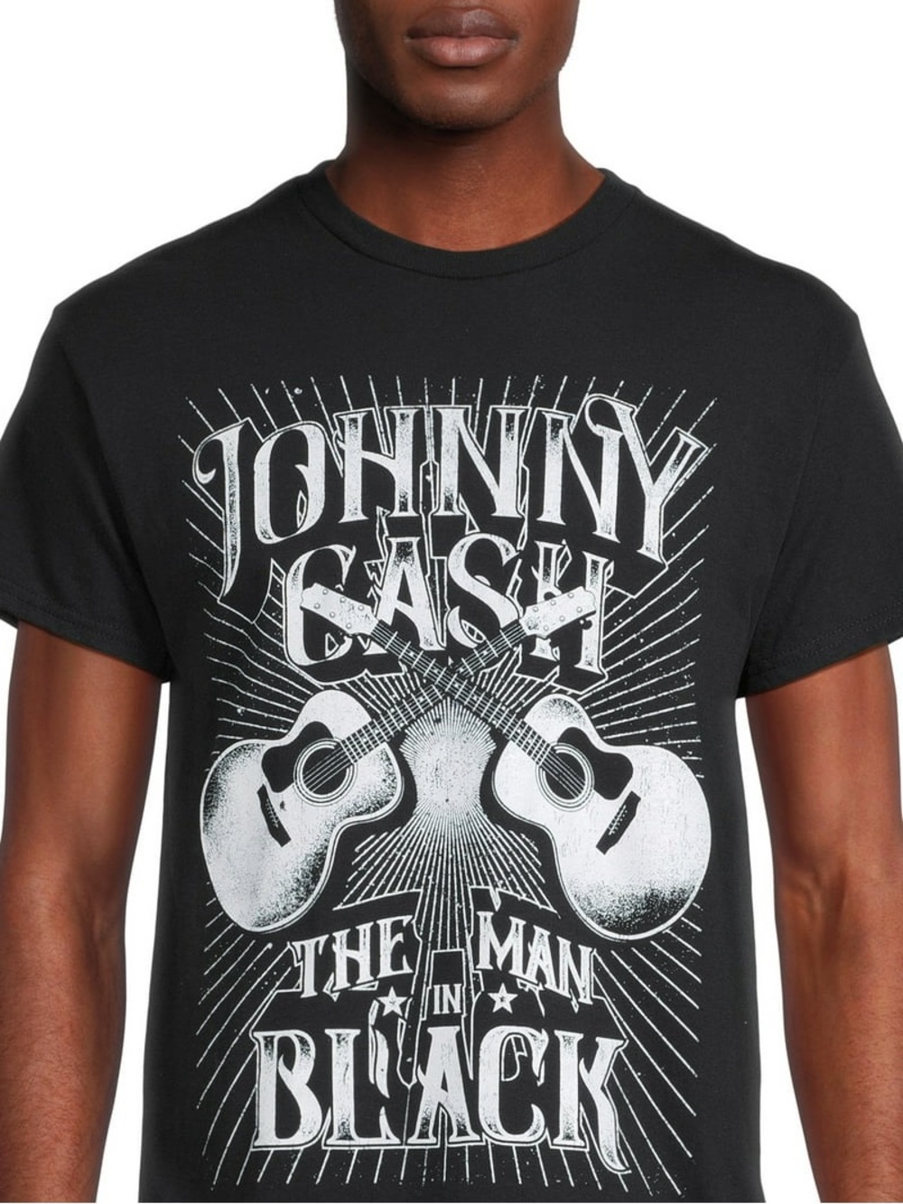 Johnny Cash Man In Black Graphic Tee In Black in size Large